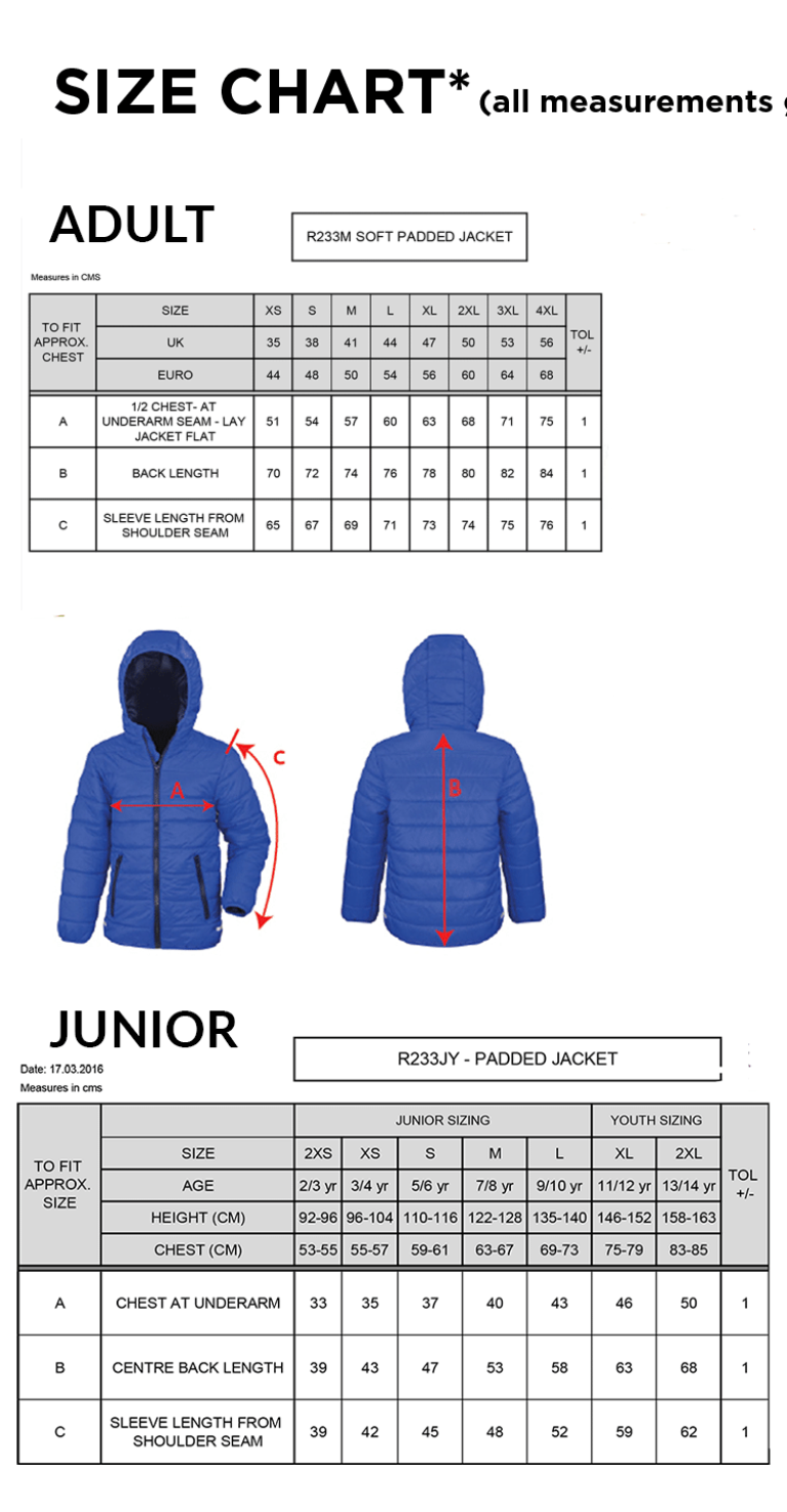 Bury Amateur AFC - Supersoft Jacket : Black - Mens & Junior - Size Guide