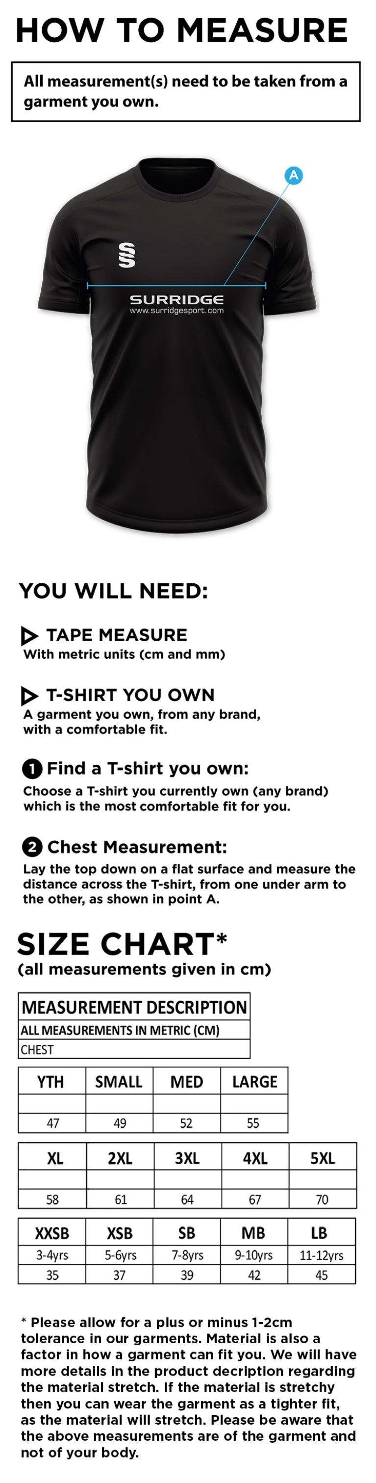 Bury Amateur AFC - Dual Gym T-shirt : Black Melange - Size Guide
