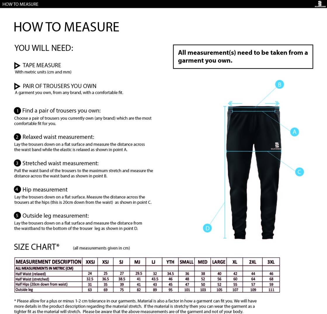 Bury Amateur AFC - Dual Skinny Pant : Black - Size Guide